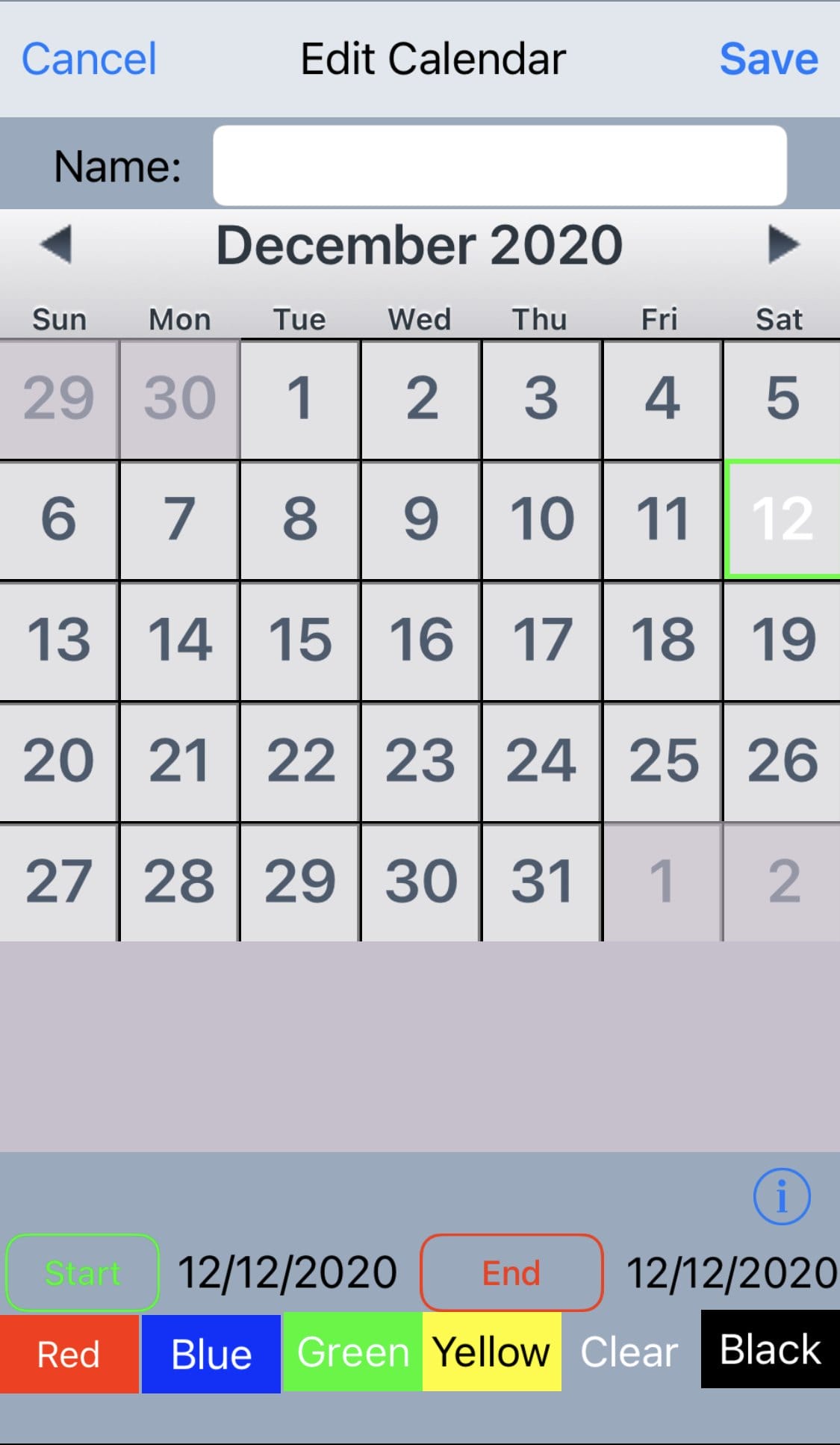 eCal Emergency Calendar - Edit Calendar
