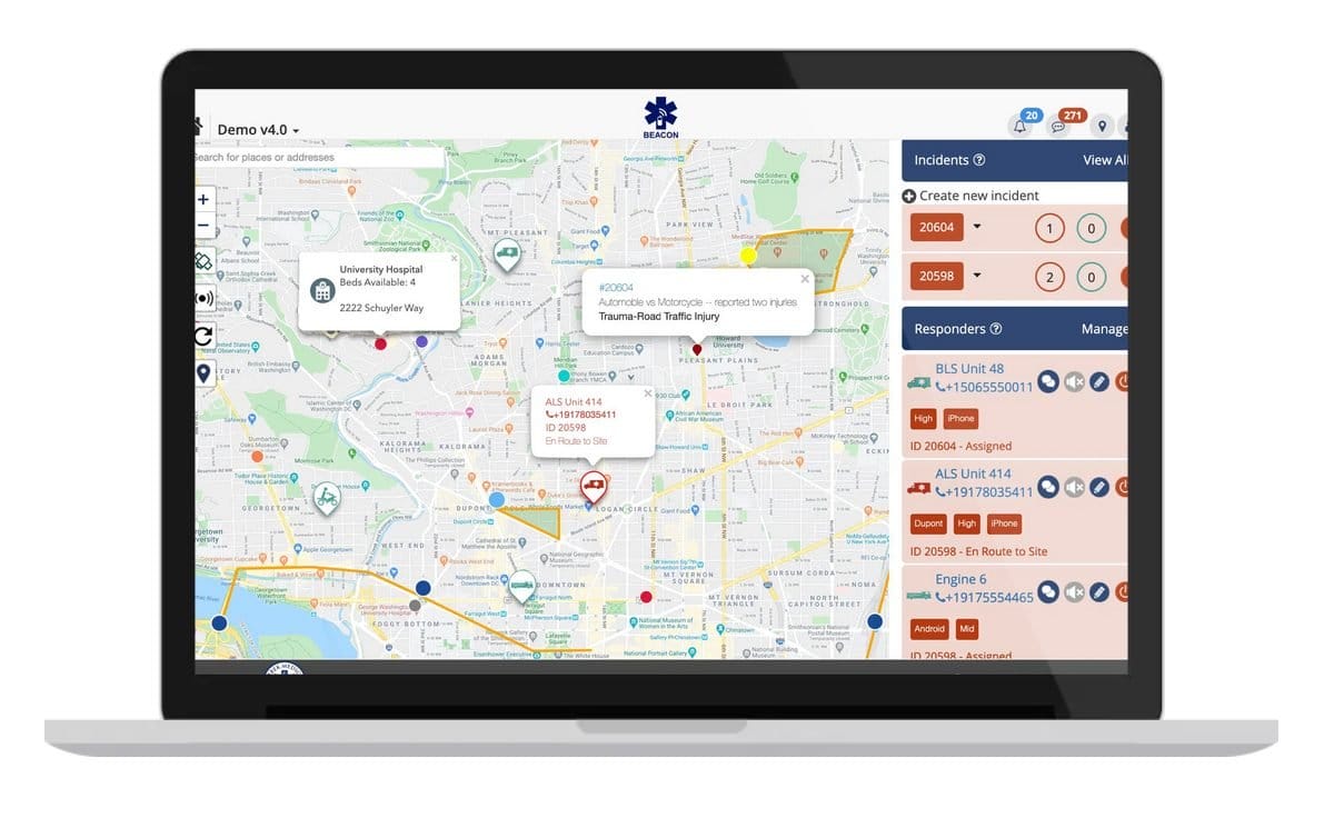 Laptop - Dashboard Beacon Emergency Dispatch Platform