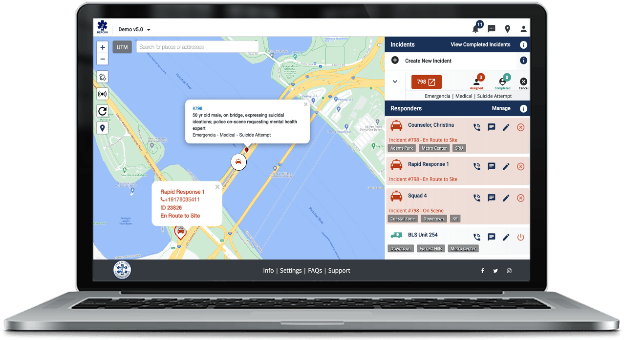 Mental Health Crisis - Dashboard with Frame_Beacon Emergency Dispatch Platform